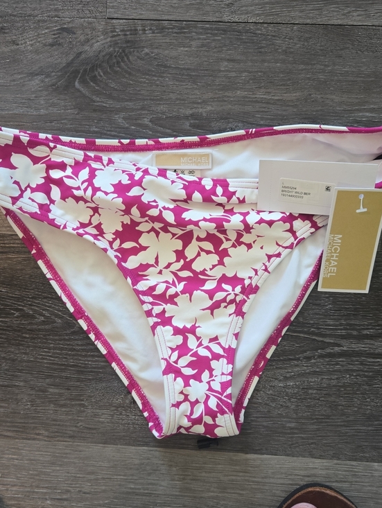MICHAEL Michael Kors Other - MICHAEL Michael Kors Pink & White Floral Bikini Bottoms NWT Size Large